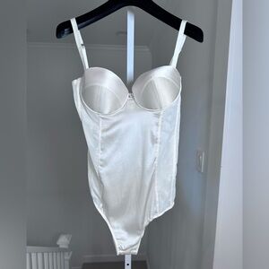 Jenna Leigh Ivory Bridal Silk Bustier Corset Bodysuit Teddy 36B NWOT